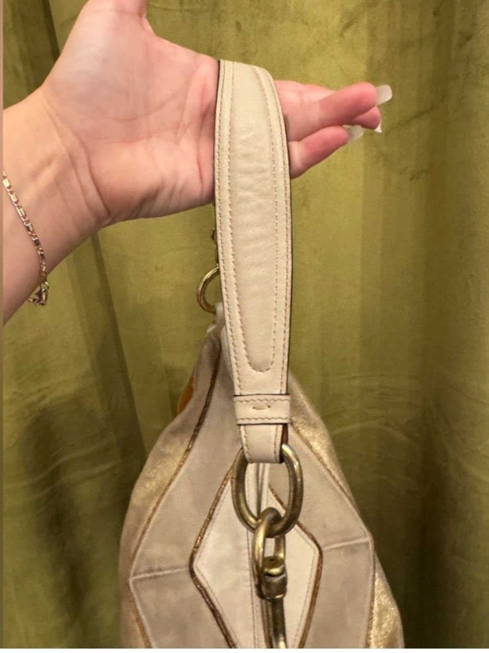 Coach 2004 Chevron Gold, Yellow, & Metallic Hobo Bag RARE Style No. 3664 - Picture 7 of 10